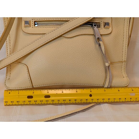 Rebecca Minkoff Crossbody Bag Buttery Yellow Leather Silver Accents Adj. Strap - Picture 7 of 11